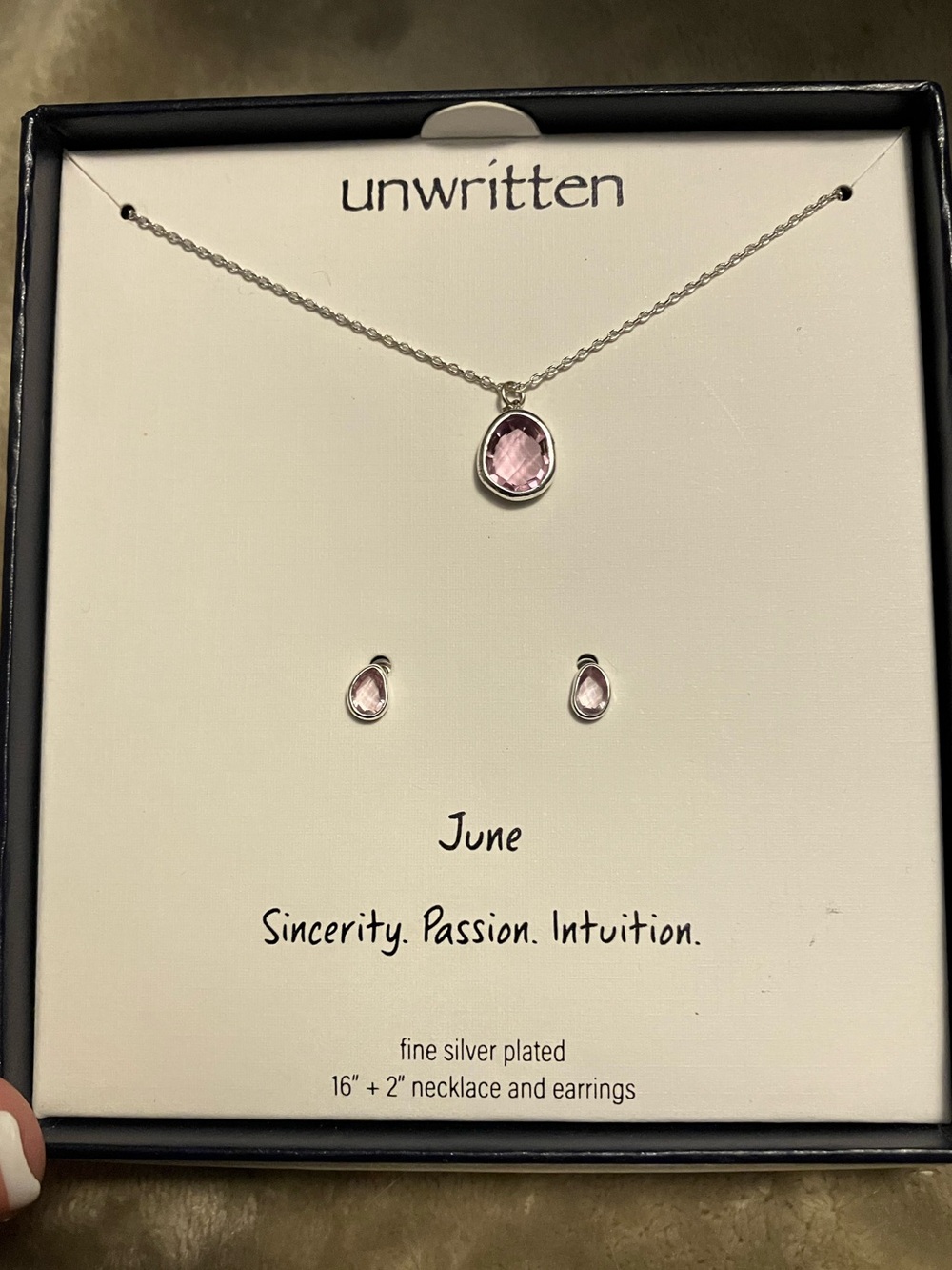 Unwritten Crystal Pendant Necklace & Stud Earring Set